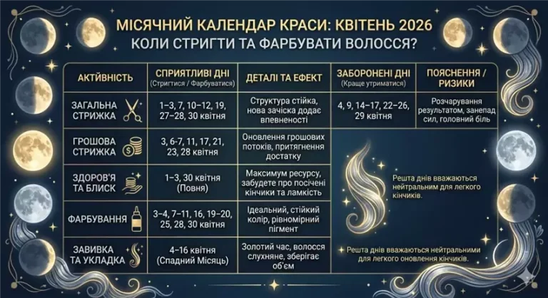 Місячний календар квітня 2026
