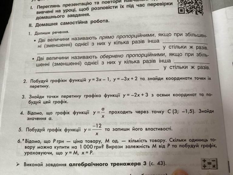Де графік перетинає осі